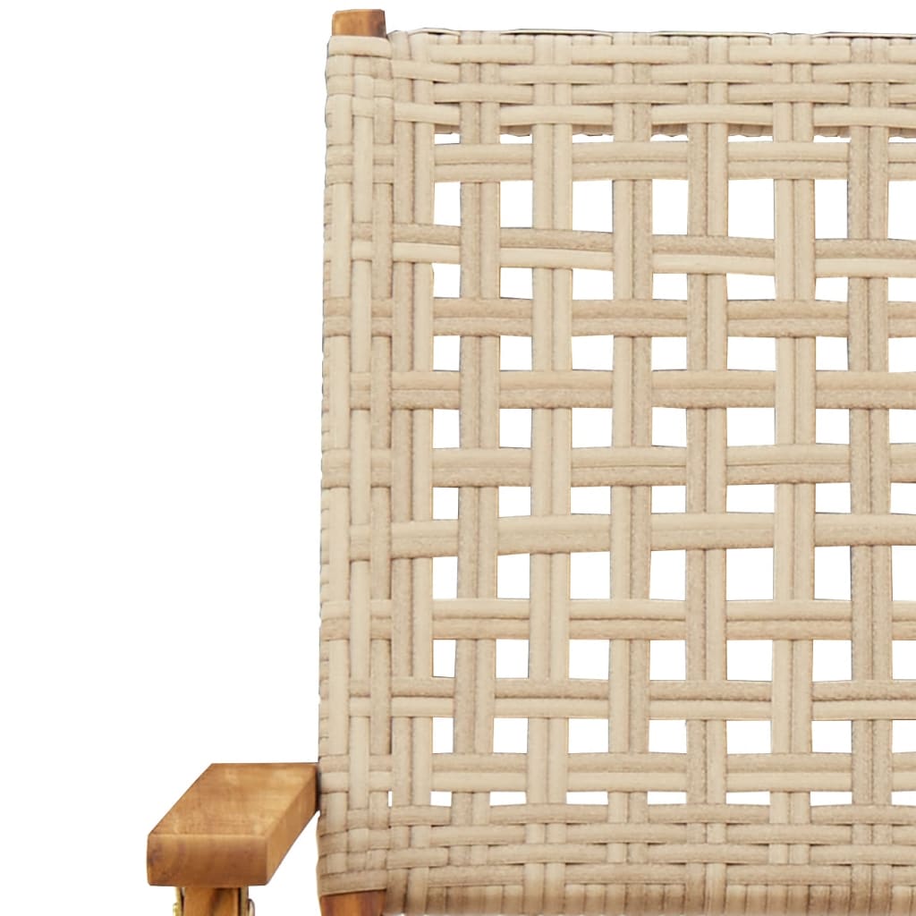 3-delige Bistroset poly rattan en massief hout beige