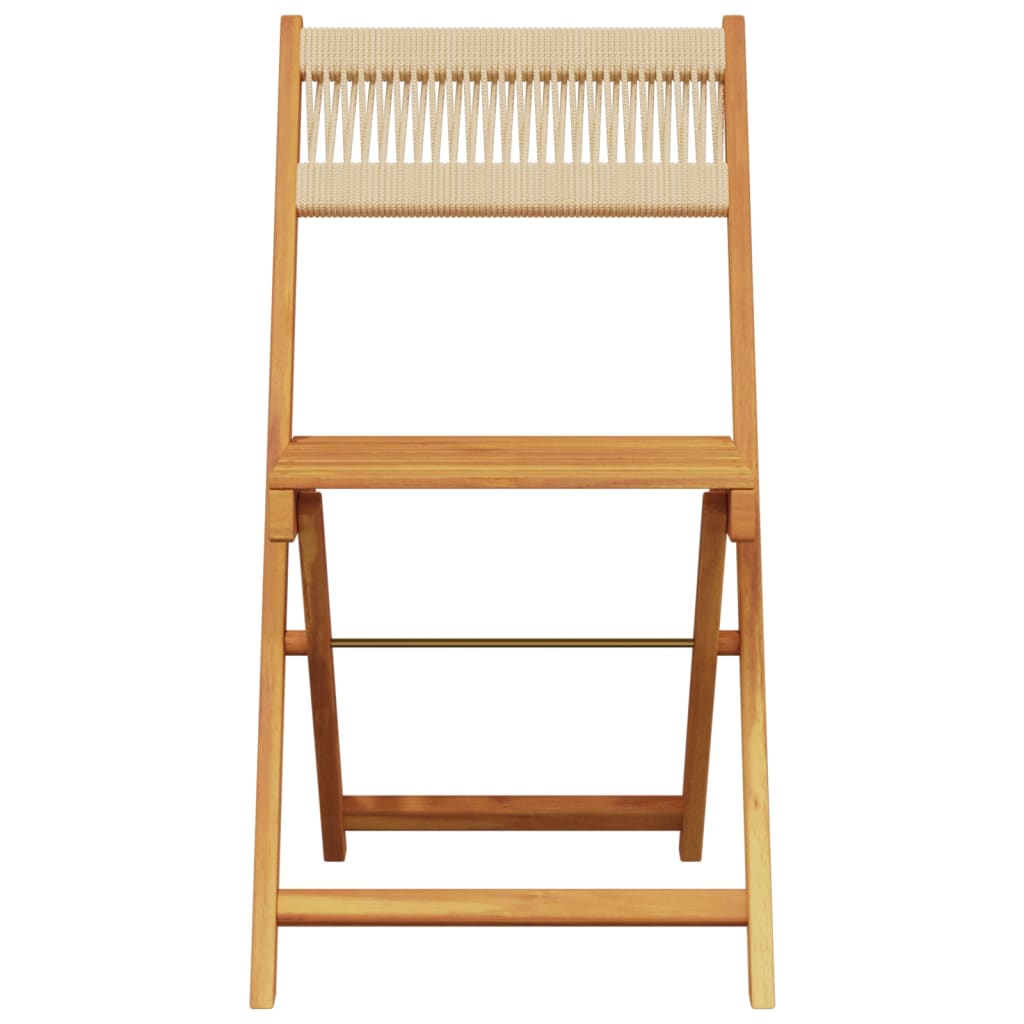 3-delige Bistroset polypropeen en massief hout beige