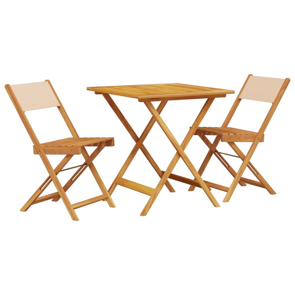 3-delige Bistroset stof en massief hout beige