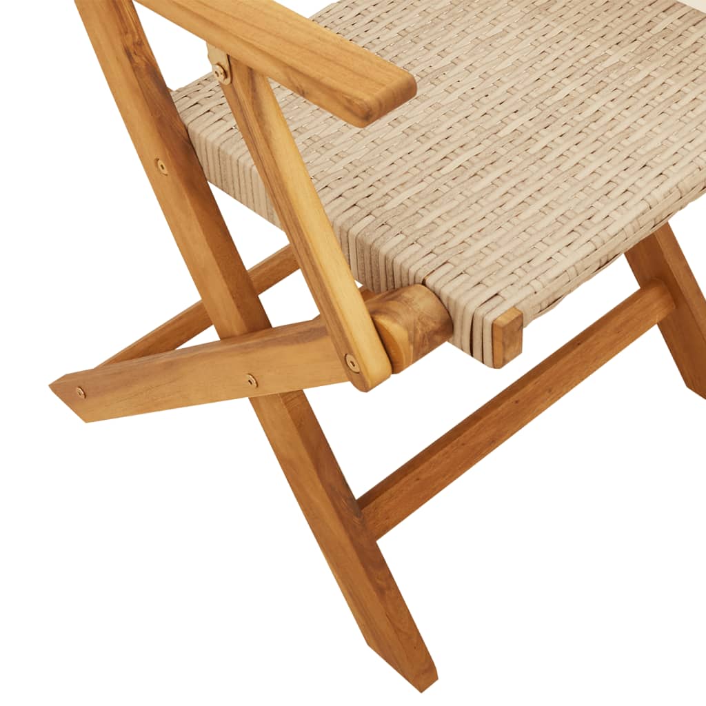 3-delige Bistroset poly rattan en massief hout beige