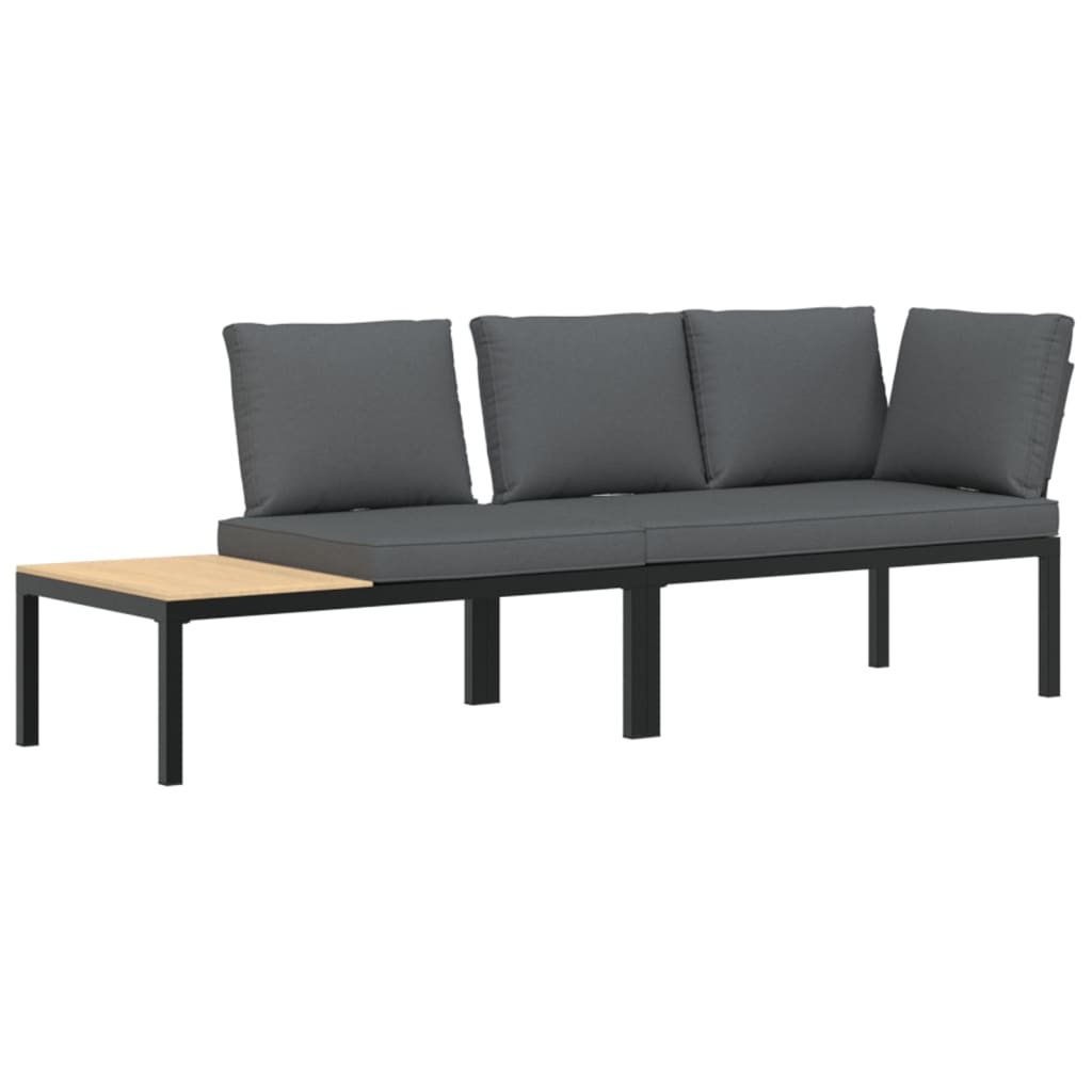 2-delige Loungeset met kussens aluminium zwart