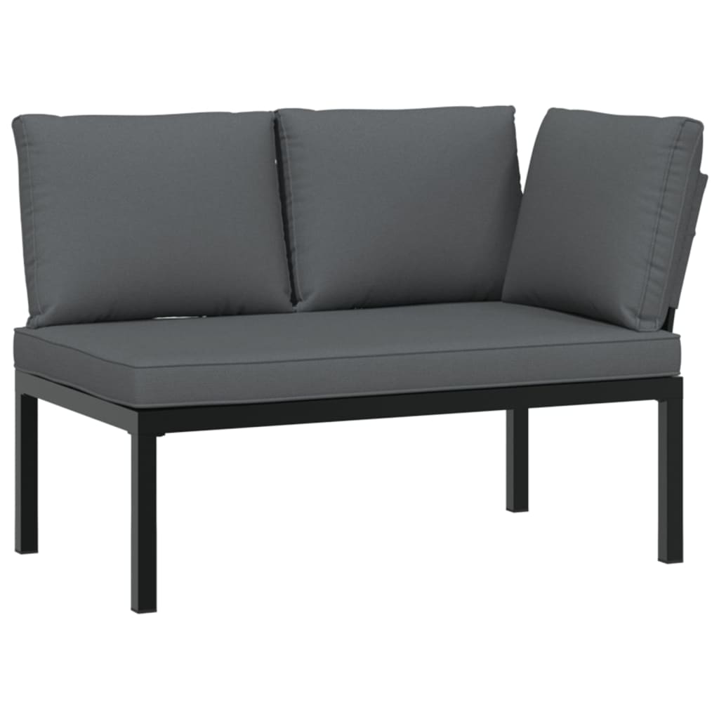 2-delige Loungeset met kussens aluminium zwart