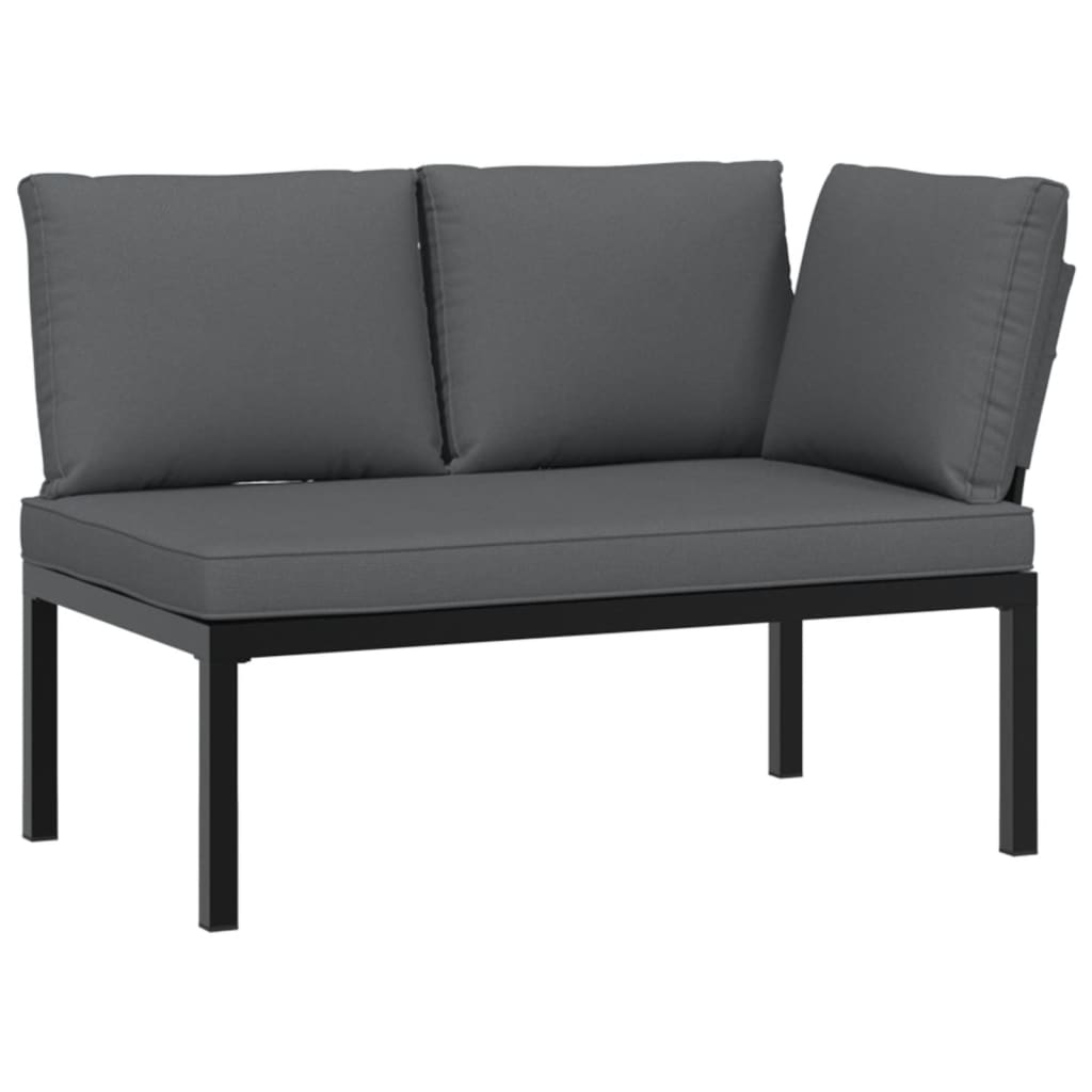 3-delige Loungeset met kussens aluminium zwart