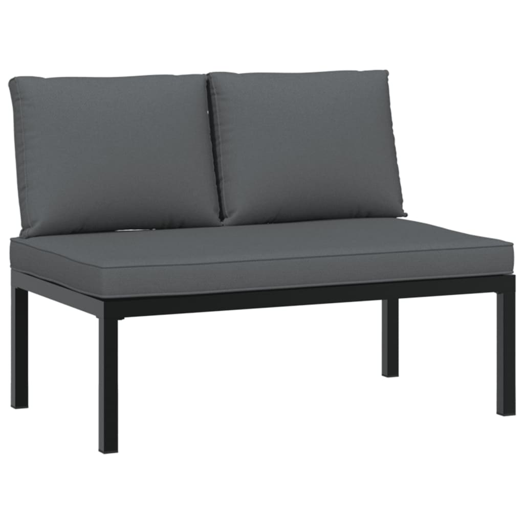 2-delige Loungeset met kussens aluminium zwart