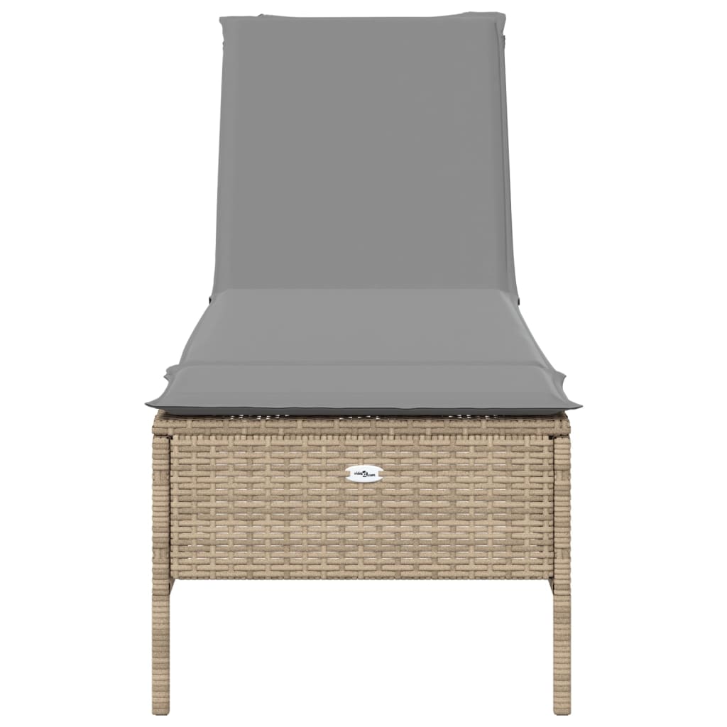 3-delige Ligbeddenset met kussens poly rattan beige