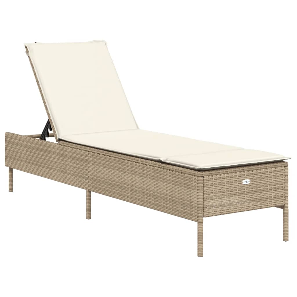 3-delige Ligbeddenset met kussens poly rattan beige