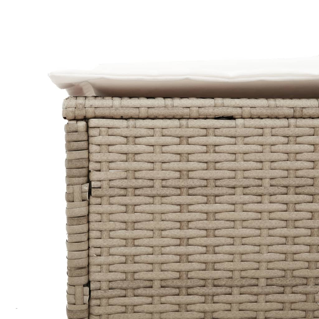 3-delige Ligbeddenset met kussens poly rattan beige