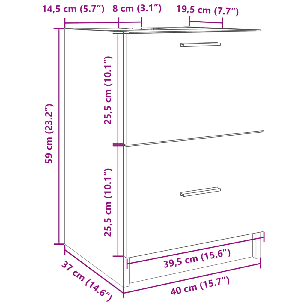 Wastafelkast 40x37x59 cm bewerkt hout wit