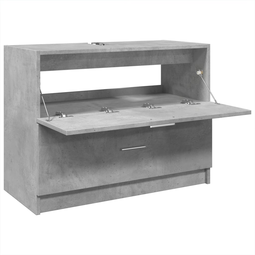 Wastafelkast 78x37x59 cm bewerkt hout betongrijs