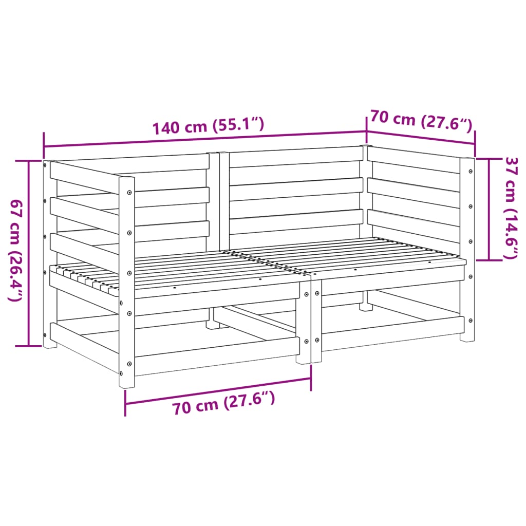 2-delige Loungeset massief douglas vurenhout