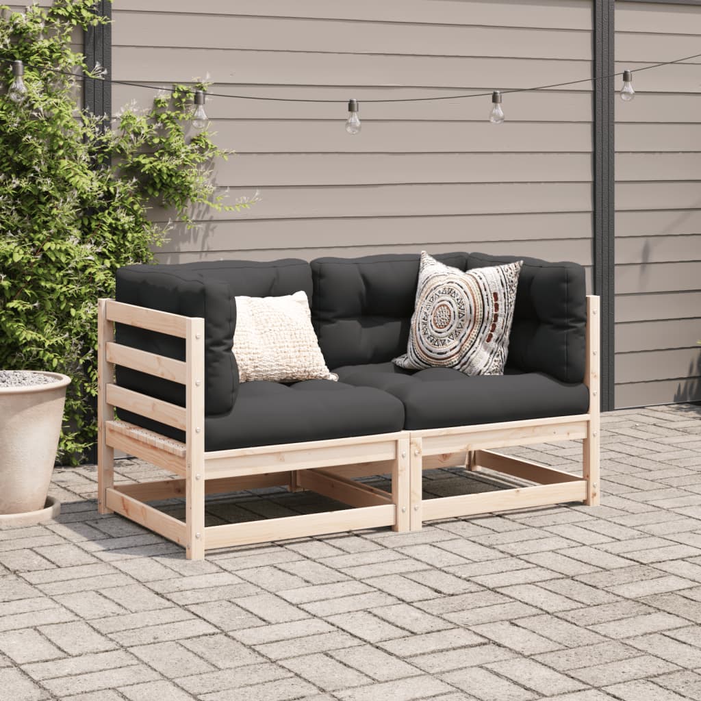 2-delige Loungeset met kussens massief grenenhout