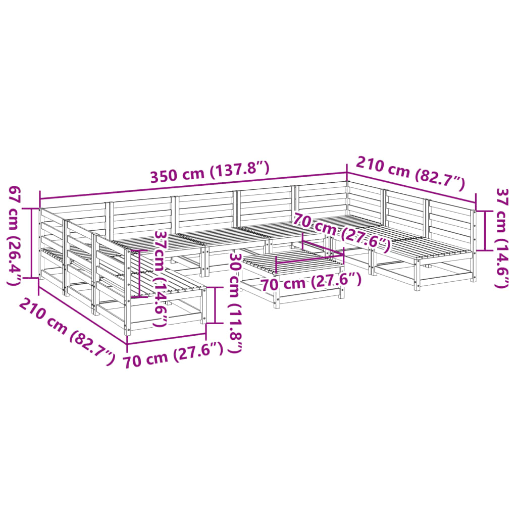 10-delige Loungeset geïmpregneerd grenenhout