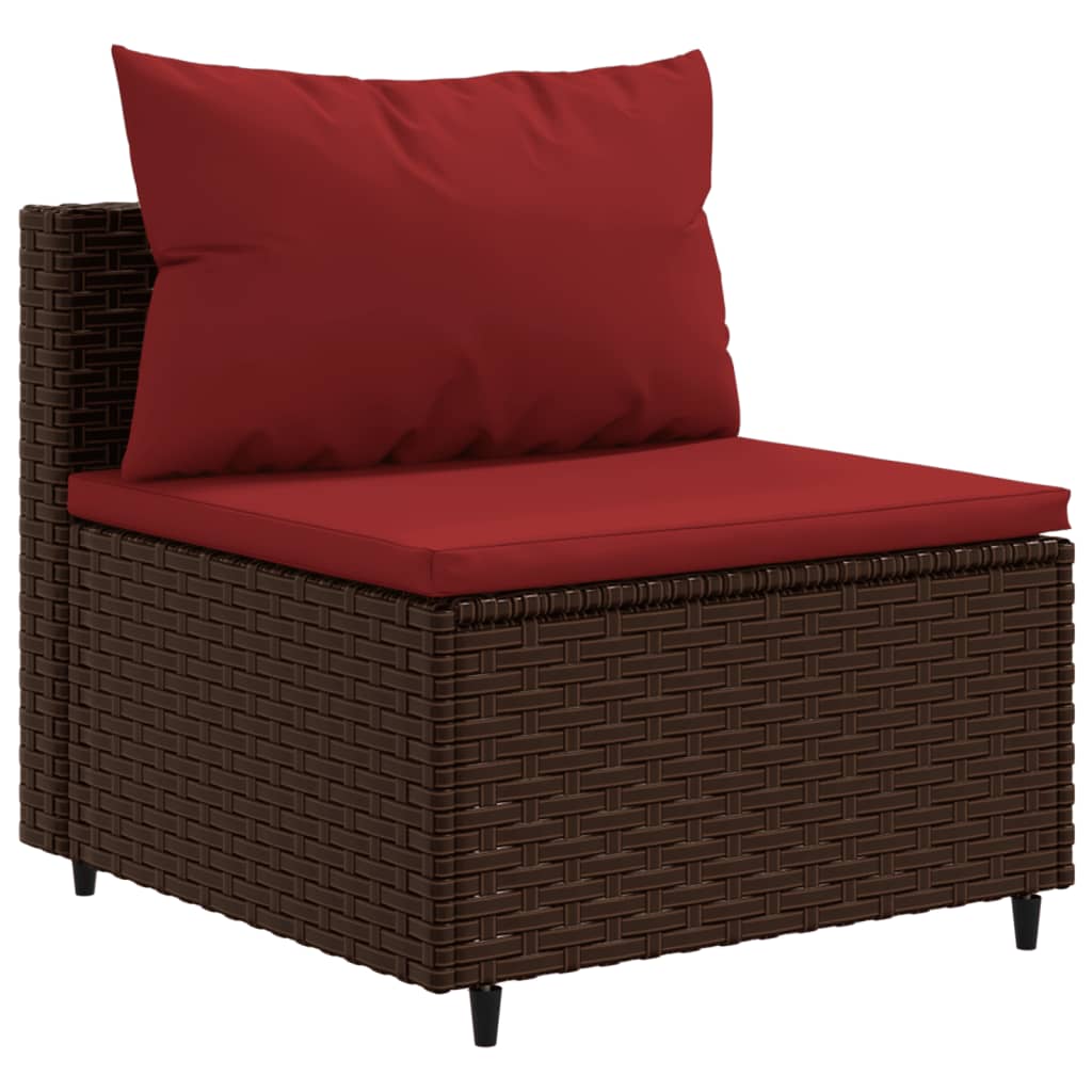 10-delige Loungeset met kussens poly rattan bruin