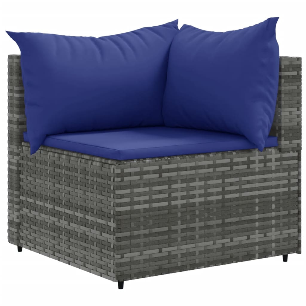 10-delige Loungeset met kussens poly rattan grijs