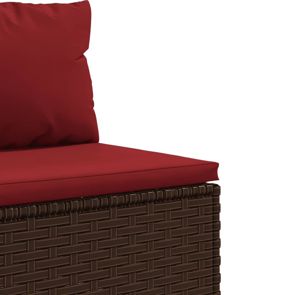 10-delige Loungeset met kussens poly rattan bruin