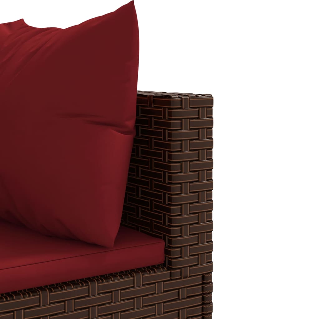 10-delige Loungeset met kussens poly rattan bruin