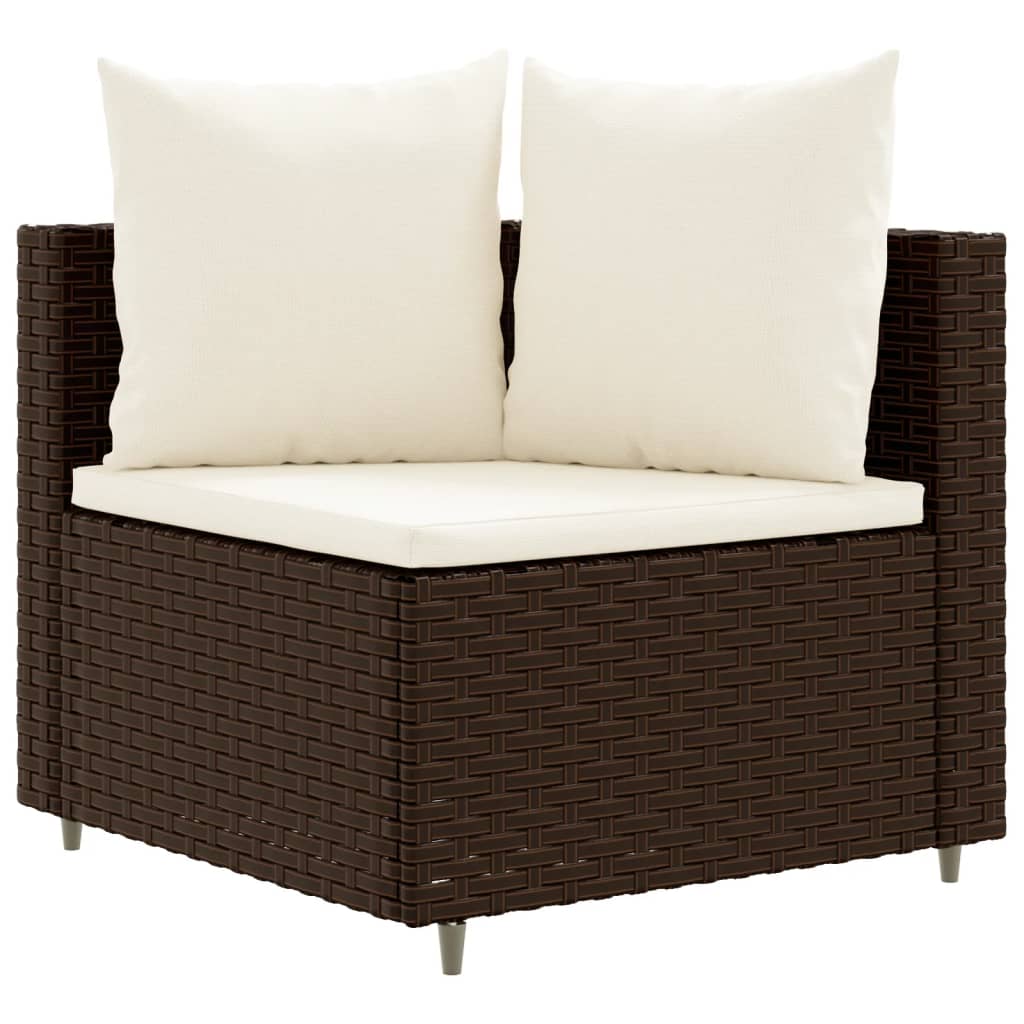 3-delige Loungeset met kussens poly rattan bruin