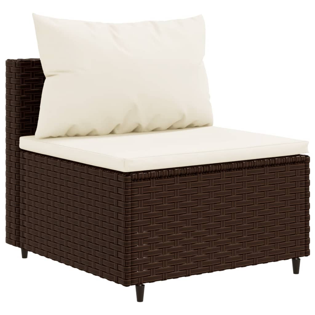 3-delige Loungeset met kussens poly rattan bruin