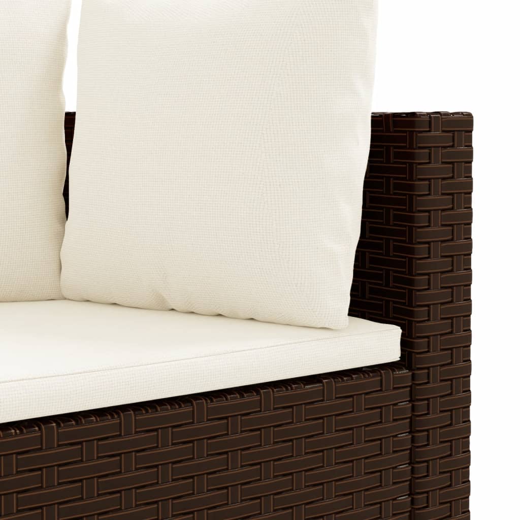 3-delige Loungeset met kussens poly rattan bruin