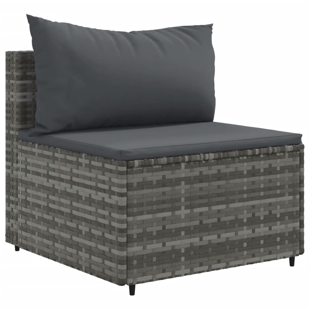 3-delige Loungeset met kussens poly rattan grijs