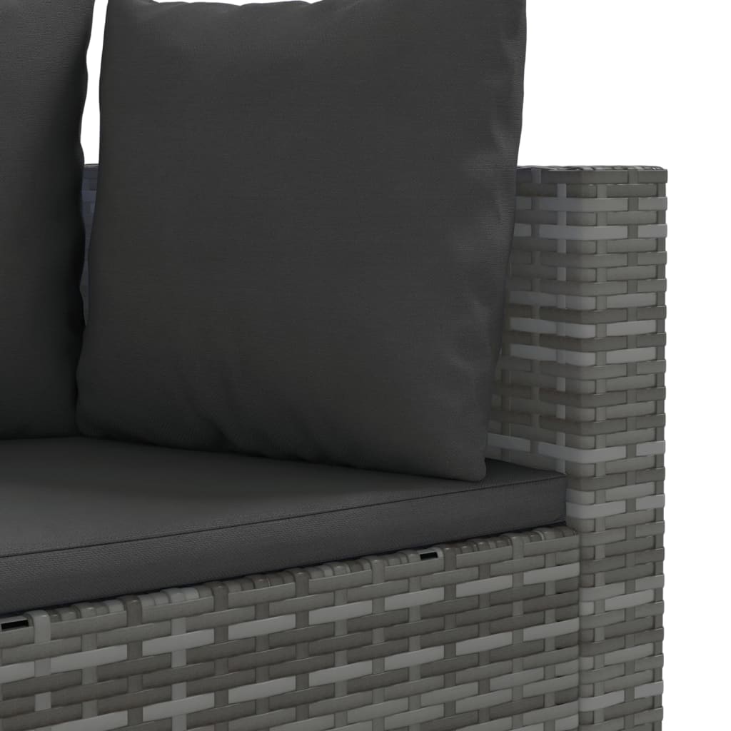 3-delige Loungeset met kussens poly rattan grijs