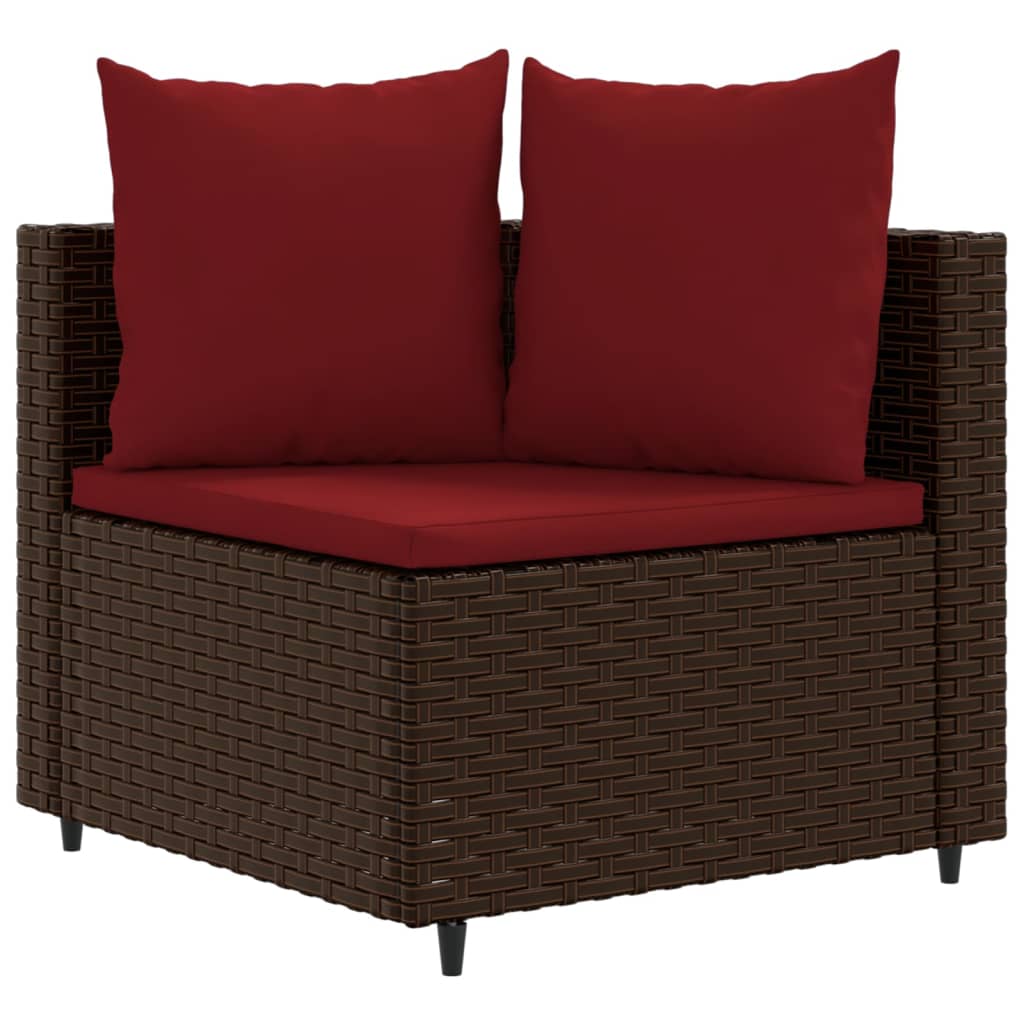 3-delige Loungeset met kussens poly rattan bruin