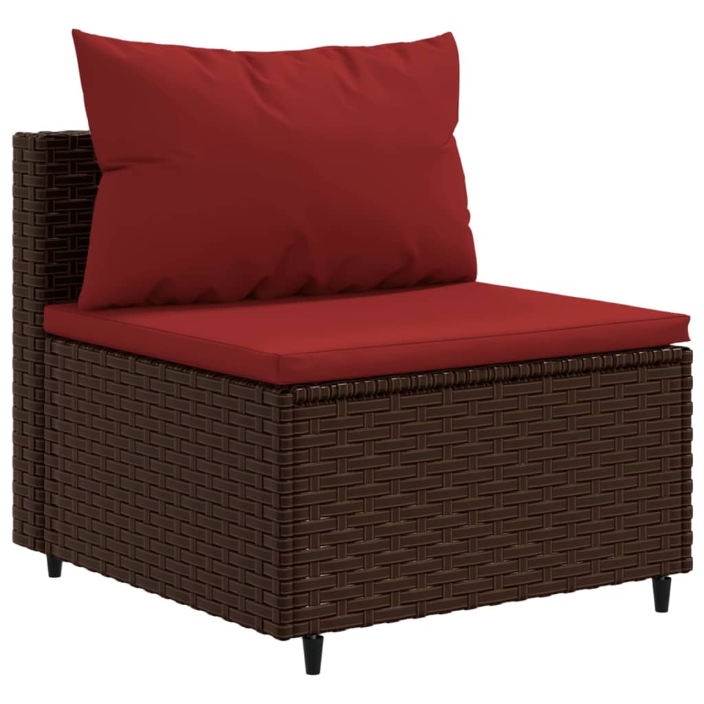 3-delige Loungeset met kussens poly rattan bruin