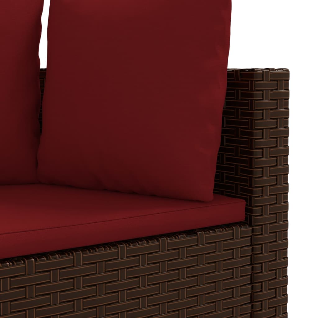 3-delige Loungeset met kussens poly rattan bruin