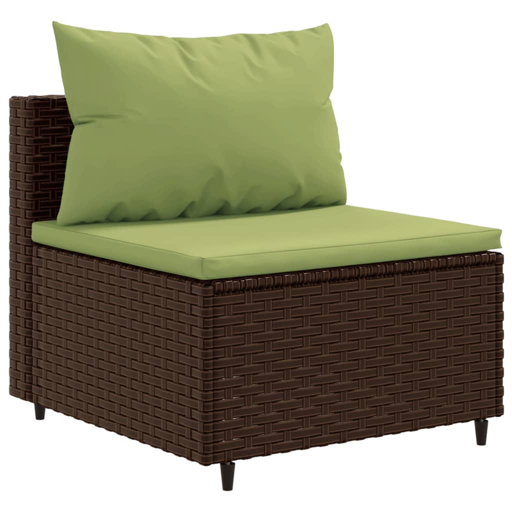 3-delige Loungeset met kussens poly rattan bruin