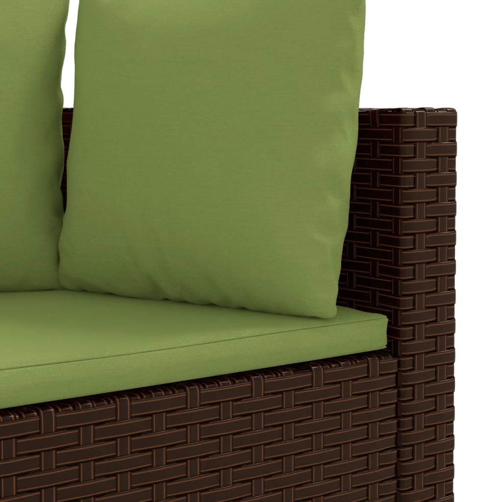 3-delige Loungeset met kussens poly rattan bruin