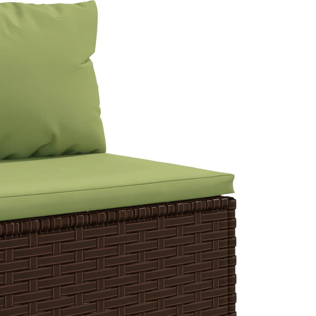 3-delige Loungeset met kussens poly rattan bruin