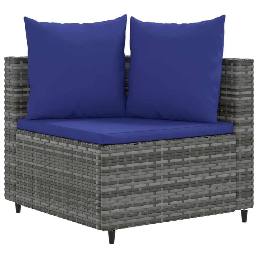 3-delige Loungeset met kussens poly rattan grijs