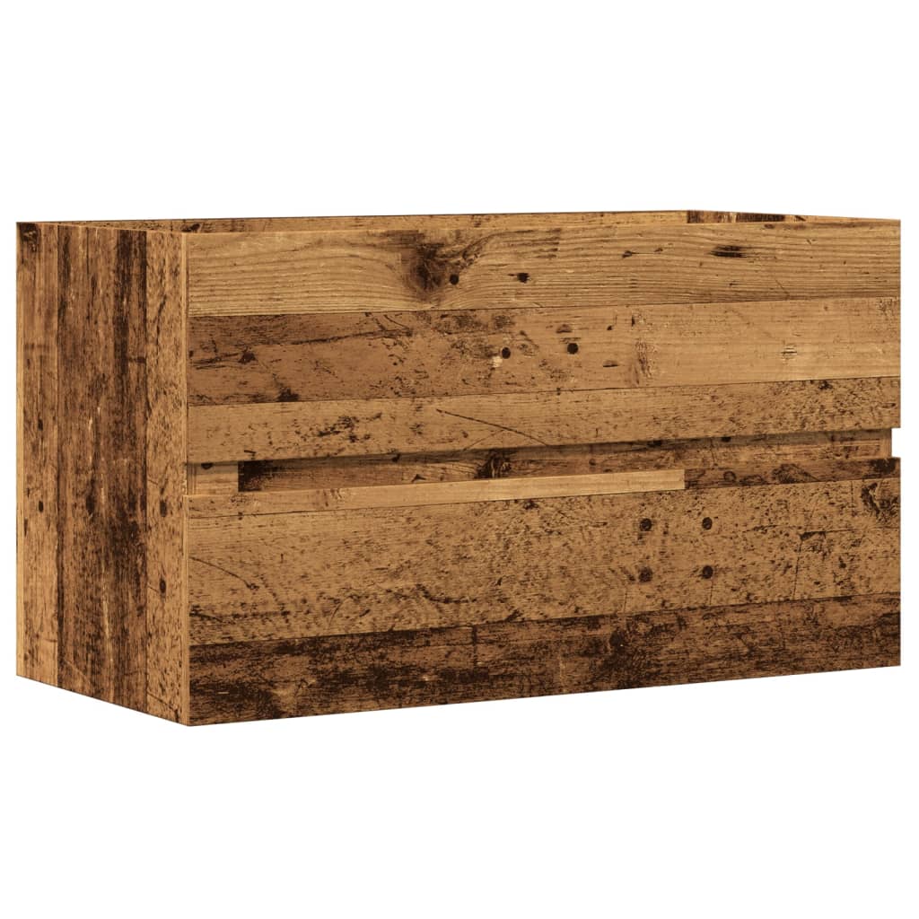 Wastafelkast 90x38,5x45 cm bewerkt hout oud houtkleurig