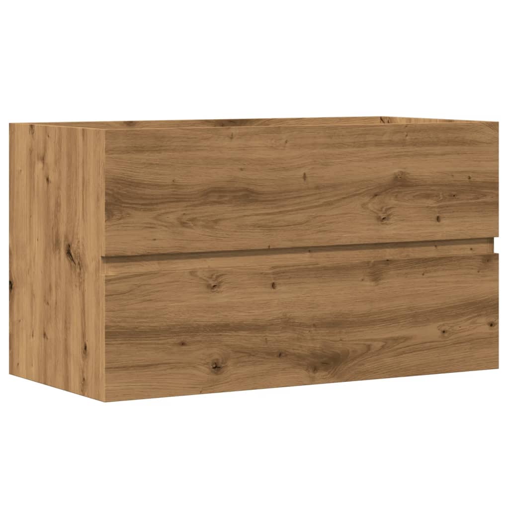 Wastafelkast 90x38,5x45 cm bewerkt hout artisanaal eikenkleur