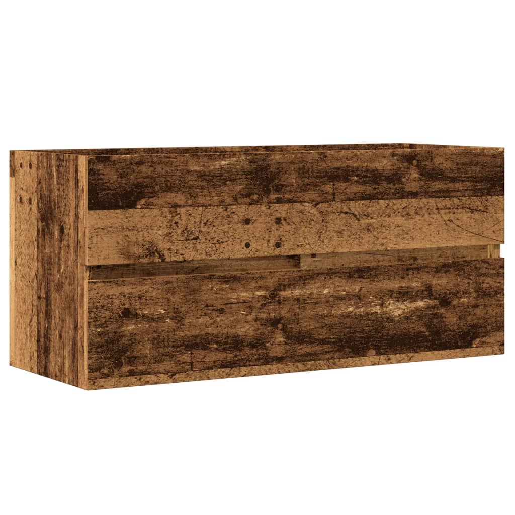 Wastafelkast 100x38,5x45 cm bewerkt hout oud houtkleurig