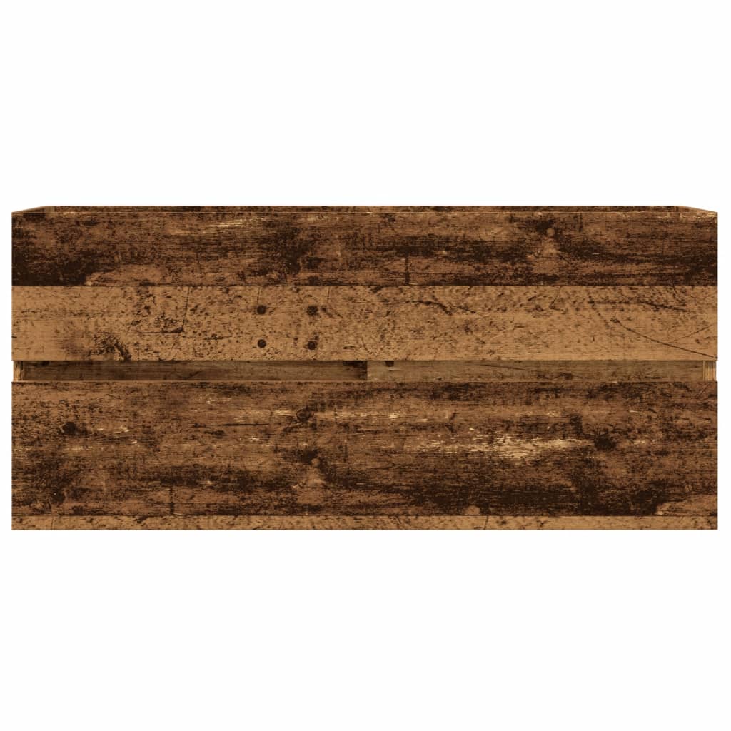 Wastafelkast 100x38,5x45 cm bewerkt hout oud houtkleurig