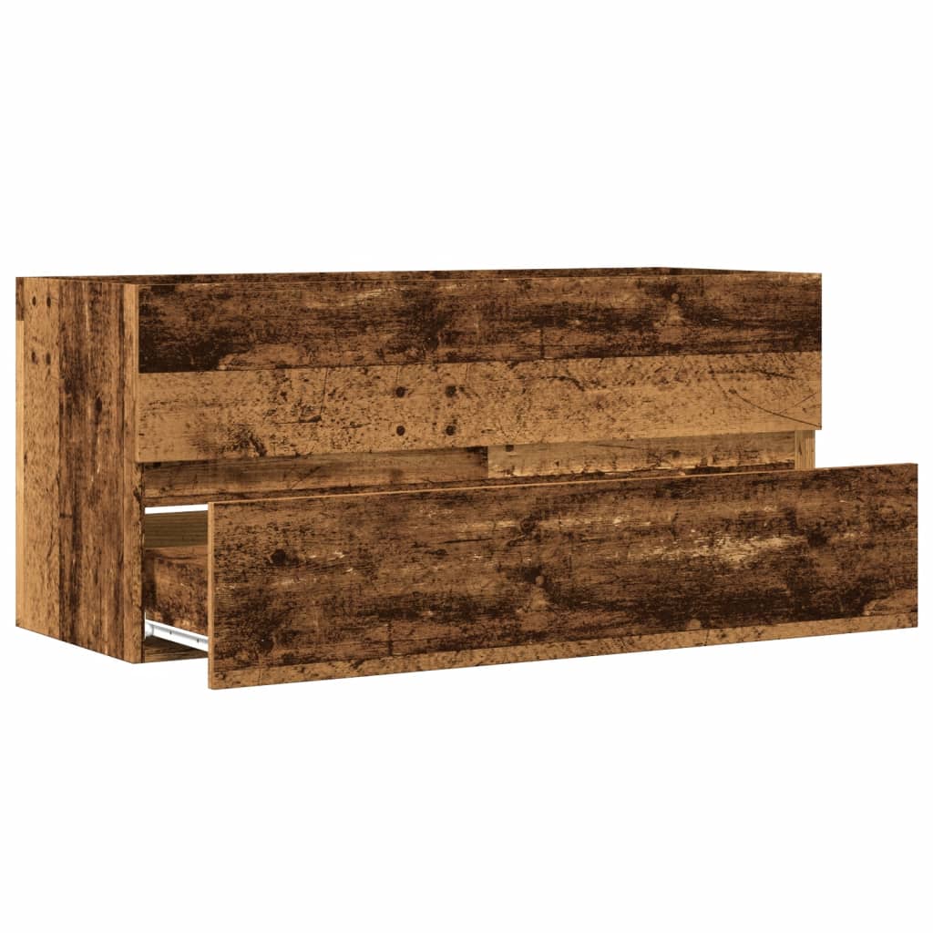 Wastafelkast 100x38,5x45 cm bewerkt hout oud houtkleurig