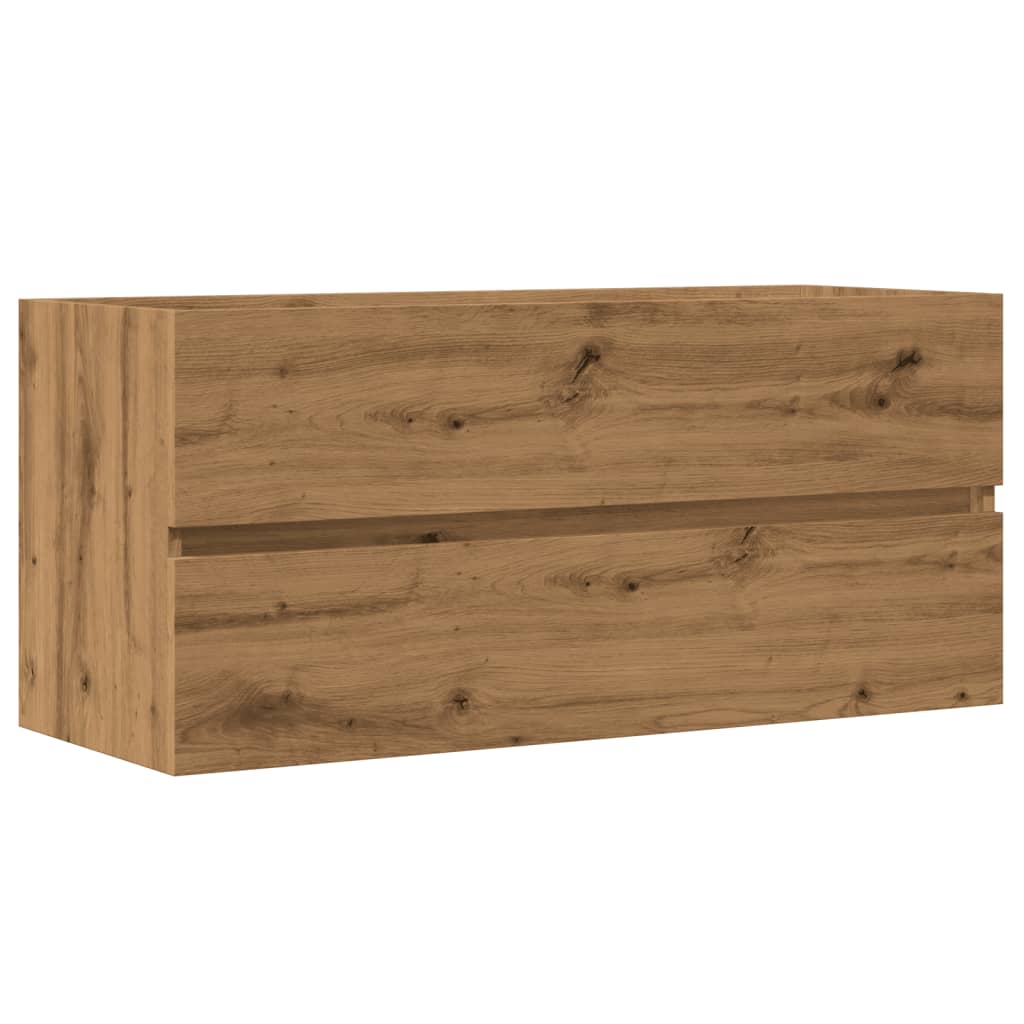 Wastafelkast 100x38,5x45 cm bewerkt hout artisanaal eikenkleur