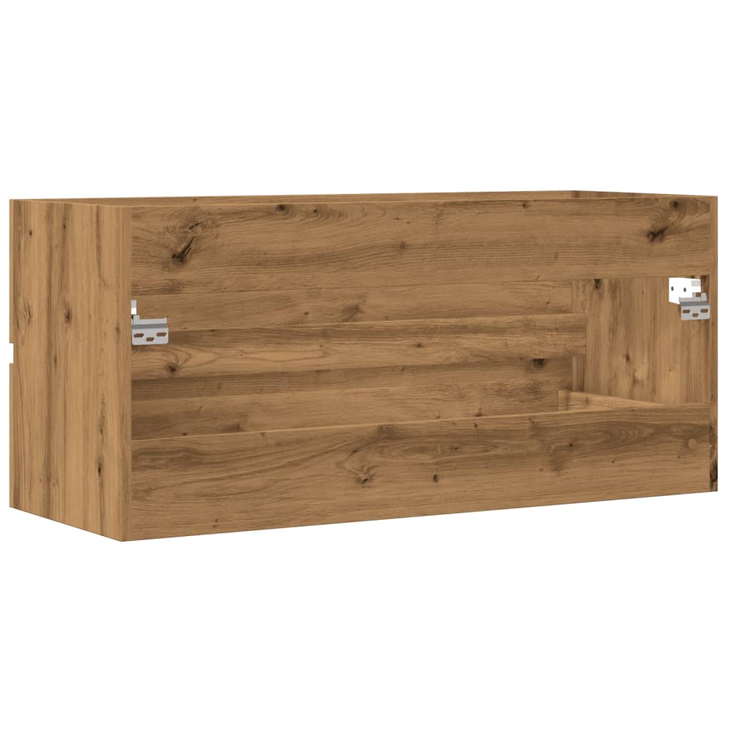 Wastafelkast 100x38,5x45 cm bewerkt hout artisanaal eikenkleur