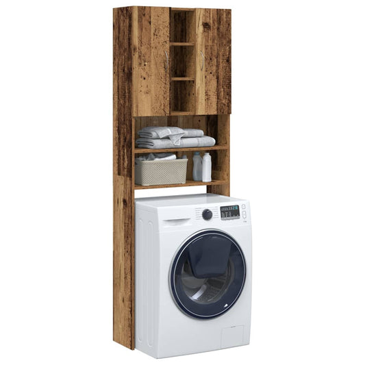 Wasmachinekast 64x25,5x190 cm oud houtkleurig