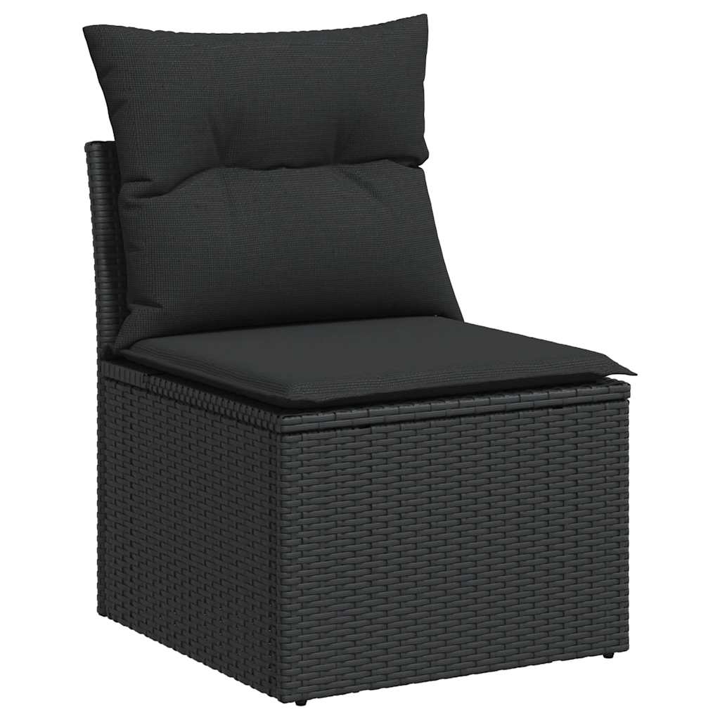 2-delige Loungeset met kussens poly rattan acacia zwart