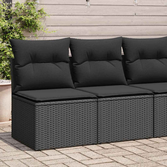 2-delige Loungeset met kussens poly rattan acacia zwart