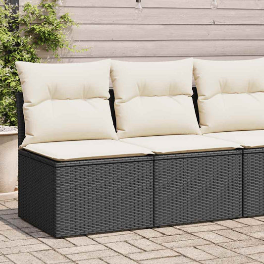 2-delige Loungeset met kussens poly rattan acacia zwart