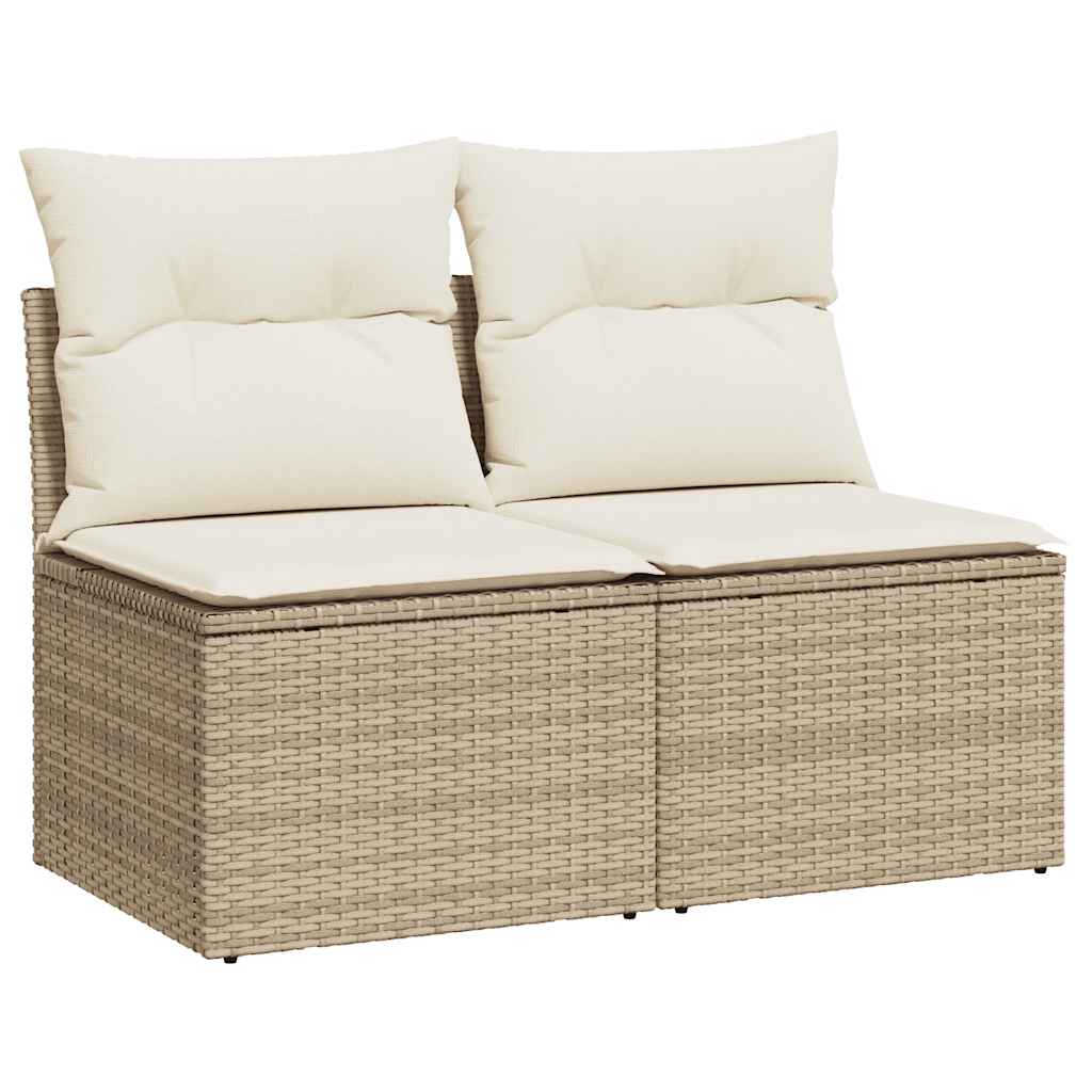 2-delige Loungeset met kussens poly rattan acacia beige