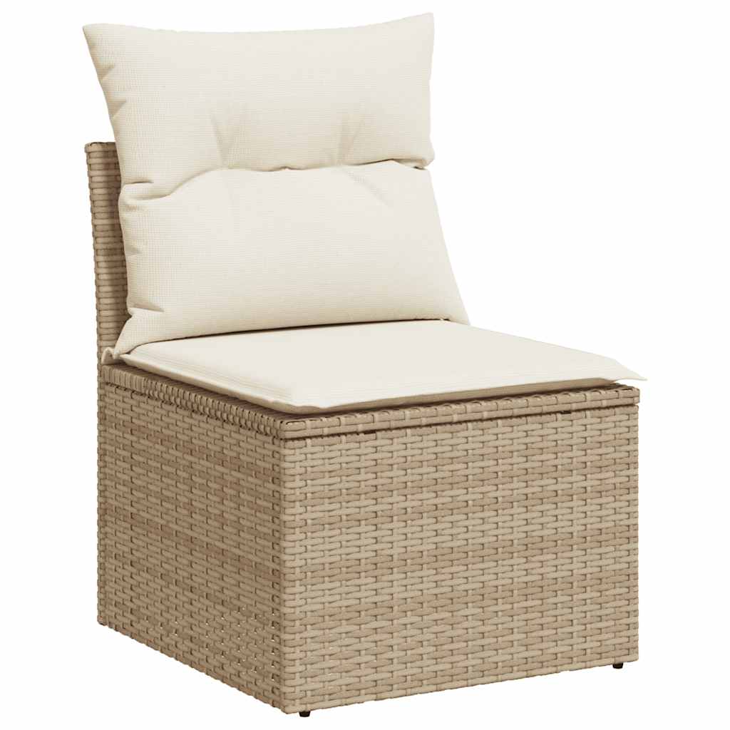 2-delige Loungeset met kussens poly rattan acacia beige