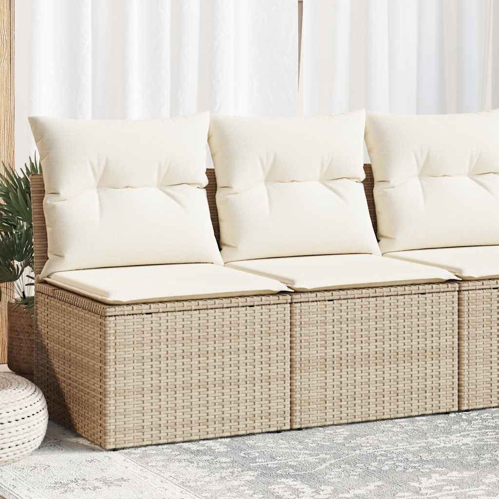 2-delige Loungeset met kussens poly rattan acacia beige