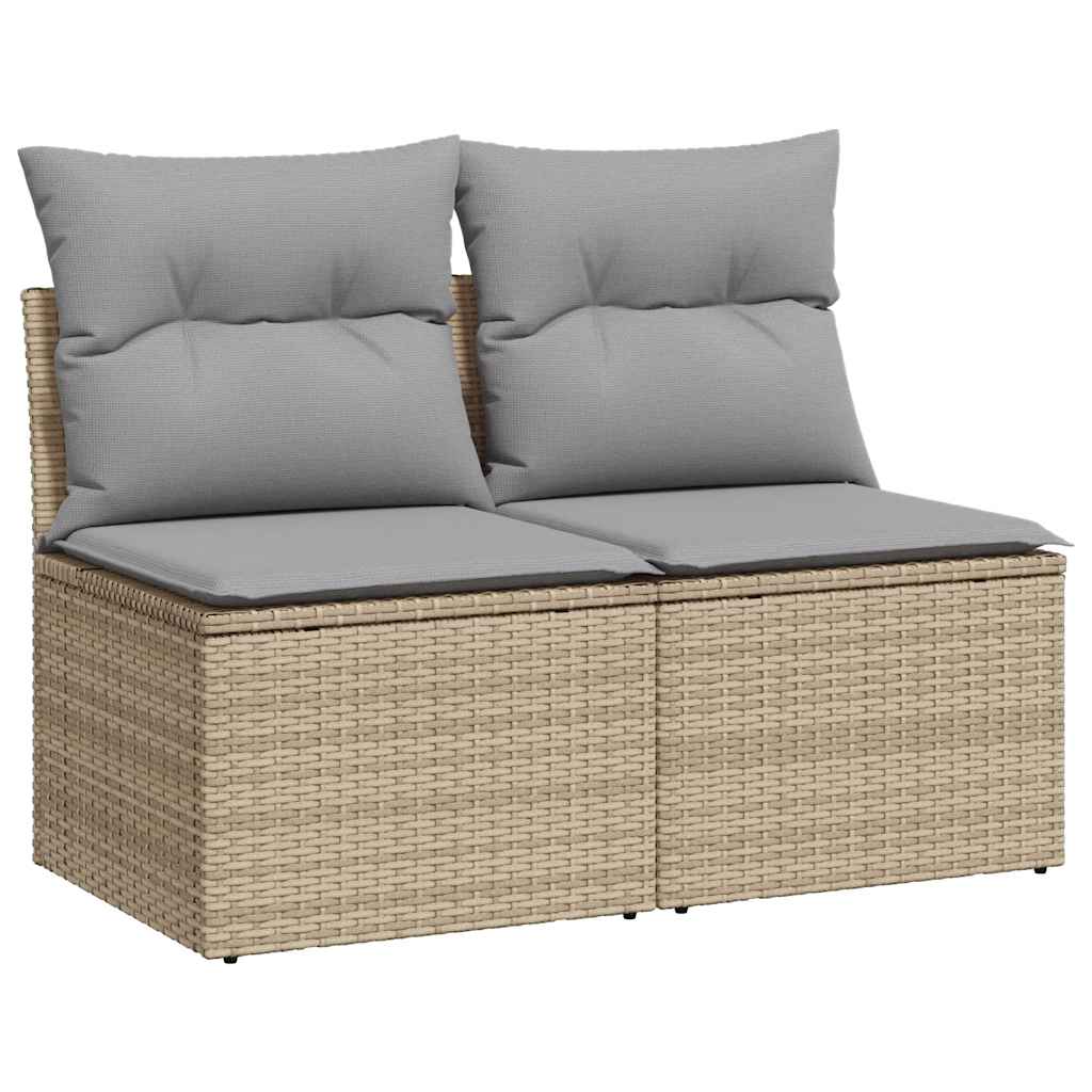 2-delige Loungeset met kussens poly rattan acacia beige