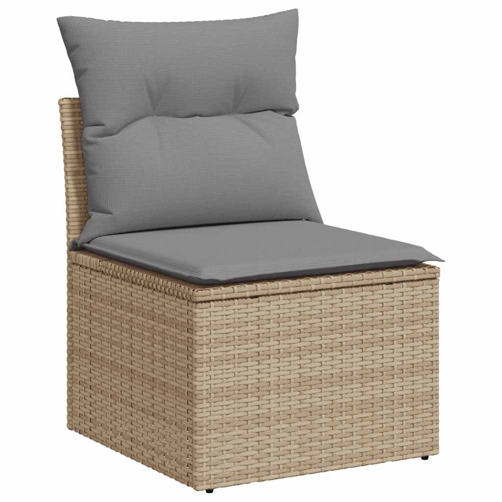 2-delige Loungeset met kussens poly rattan acacia beige