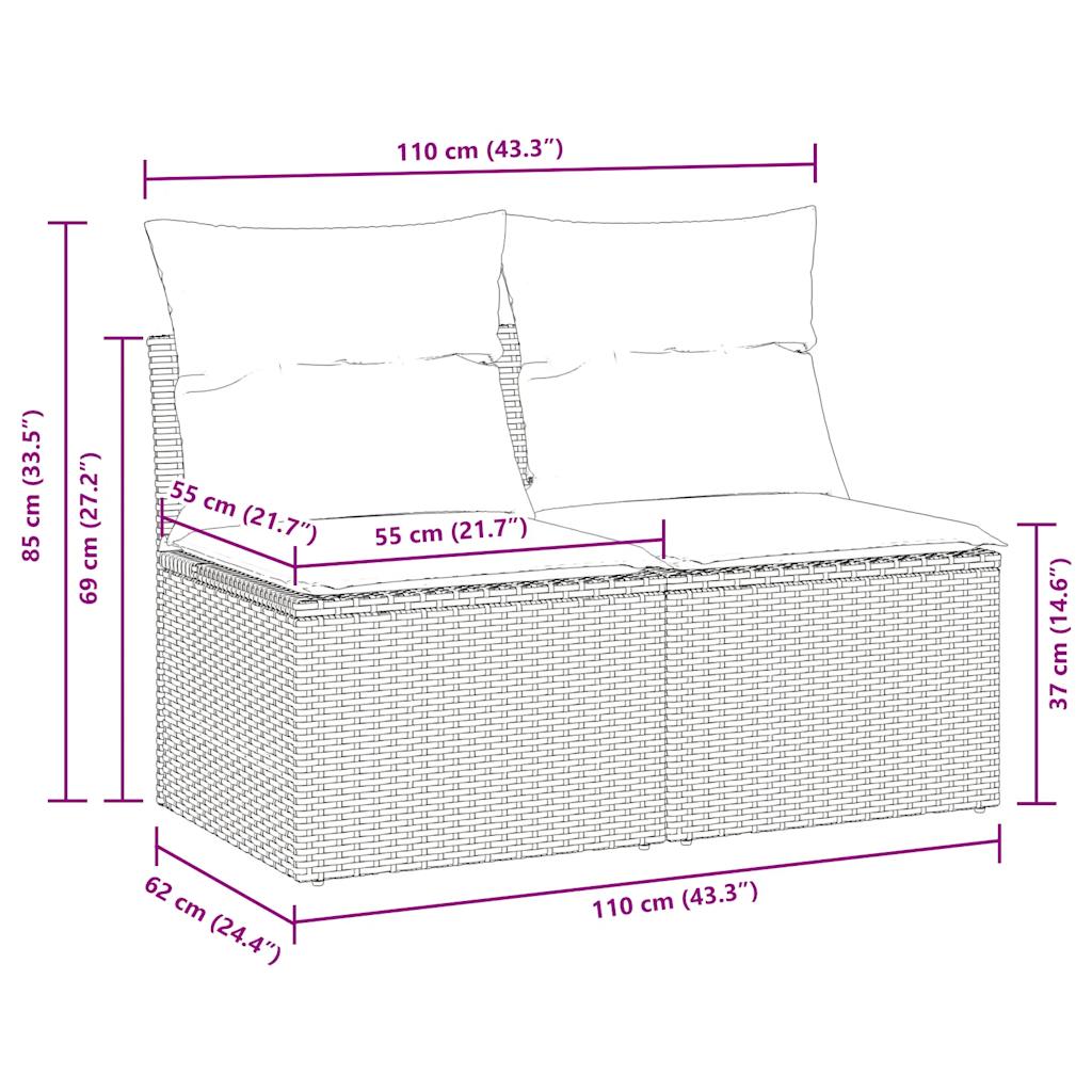 2-delige Loungeset met kussens poly rattan acacia beige