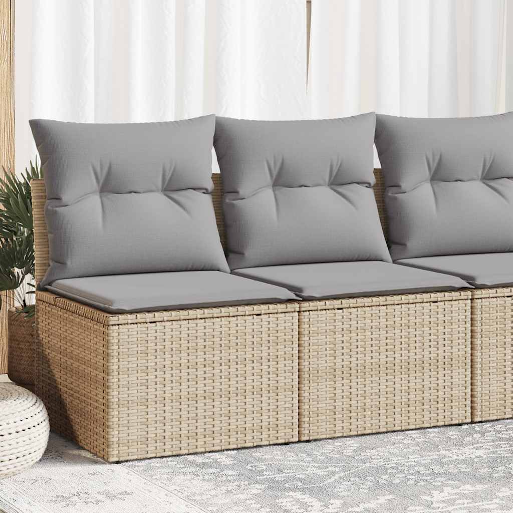 2-delige Loungeset met kussens poly rattan acacia beige